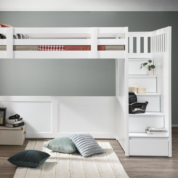 King loft online bed with stairs