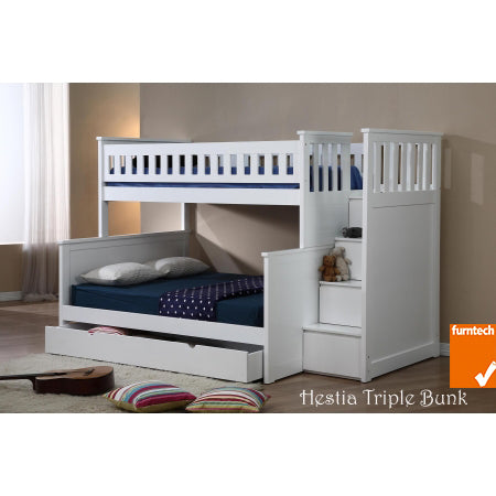 Hestia Bunk Bed Double#White | Hardwood Frame | Furntech certified