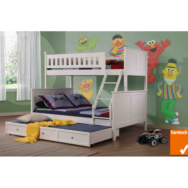 Jake Bunk Bed Double#White | Hardwood Frame | Furntech Certified